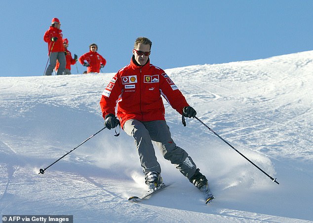 Michael Schumacher (above in Italy in 2005) collided with a rock while skiing in Meribel in 2013, suffering a severe brain injury that left him in a medically-induced coma for six months
